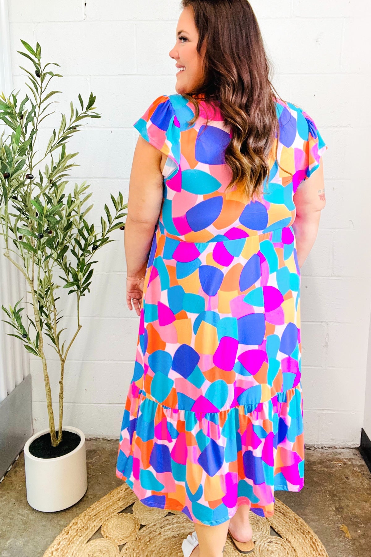 Haptics Bold & Beautiful Multicolor Abstract Floral Fit & Flare Midi Dress Haptics