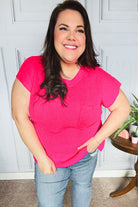 Haptics Best In Bold Hot Pink Dolman Ribbed Knit Sweater Top Final Sale 2024 Summer Blow Out Sale