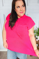 Haptics Best In Bold Hot Pink Dolman Ribbed Knit Sweater Top Final Sale 2024 Summer Blow Out Sale