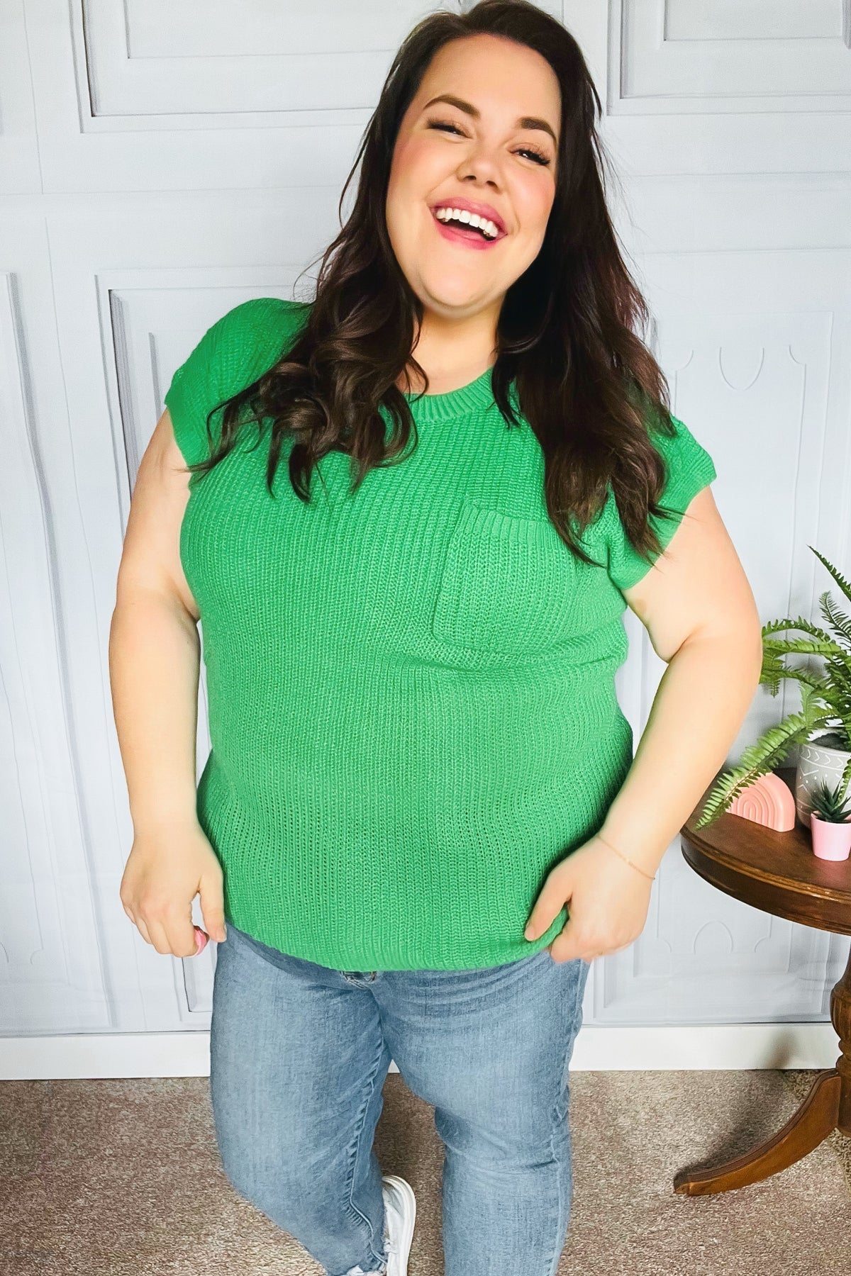 Haptics Seize The Day Kelly Green Dolman Rib Sweater Top Haptics