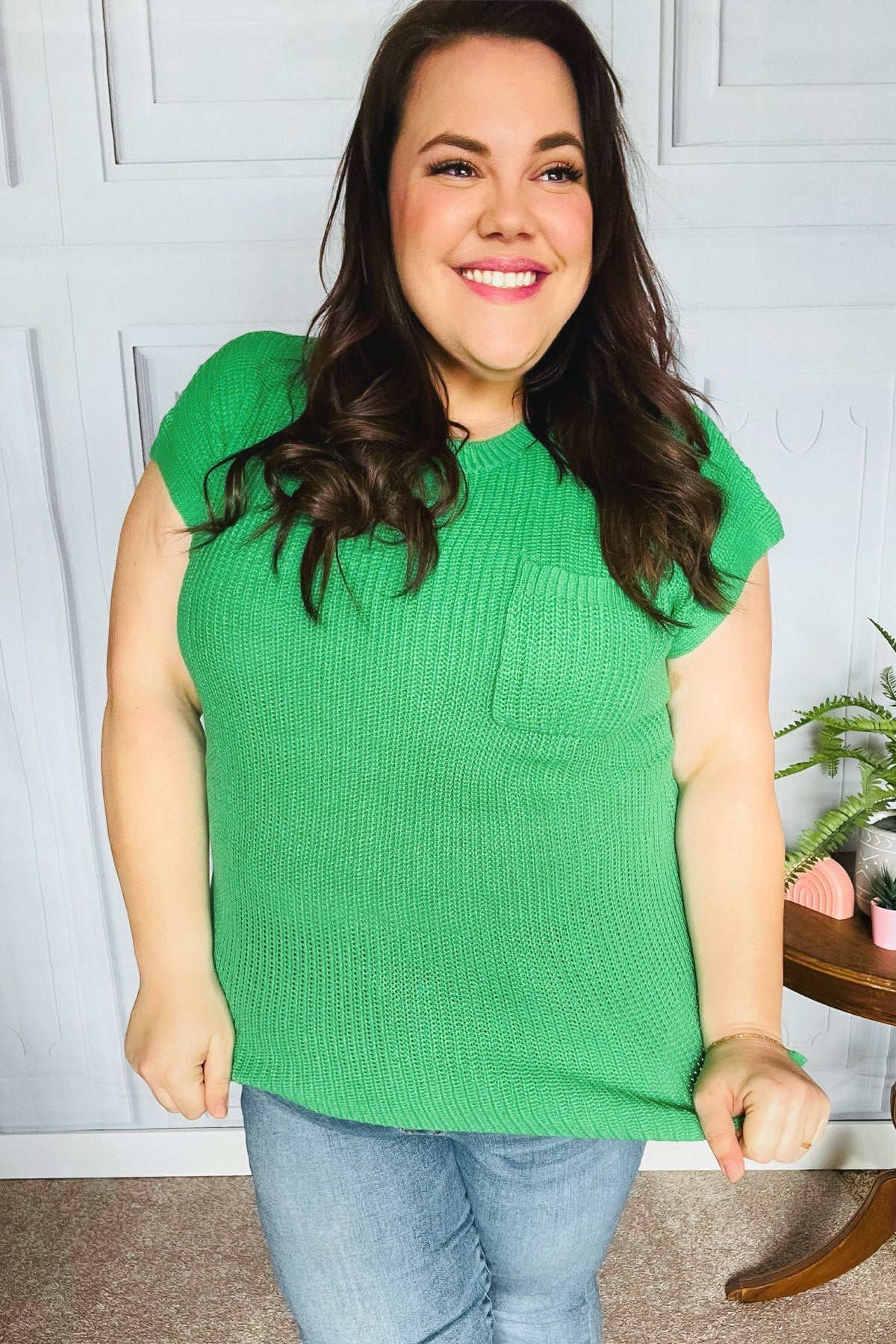 Haptics Seize The Day Kelly Green Dolman Rib Sweater Top Haptics