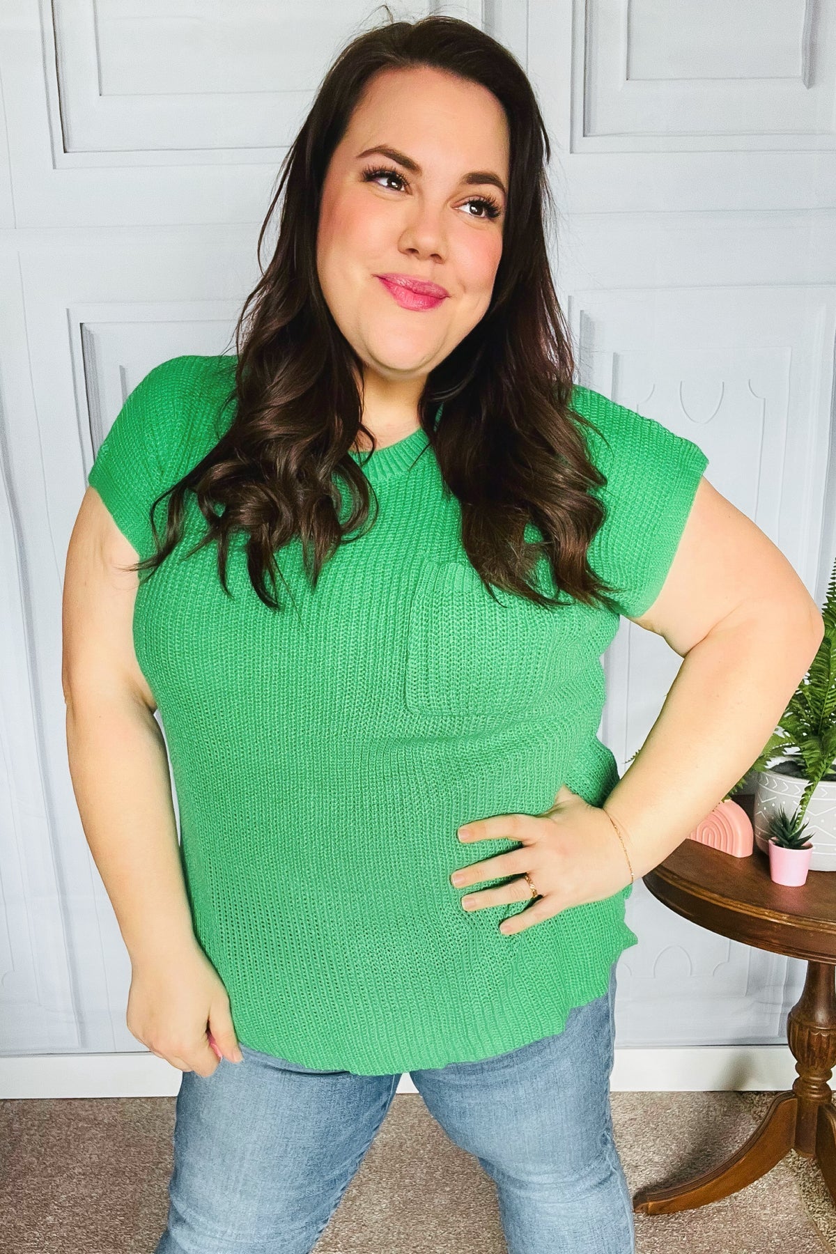 Haptics Seize The Day Kelly Green Dolman Rib Sweater Top Haptics