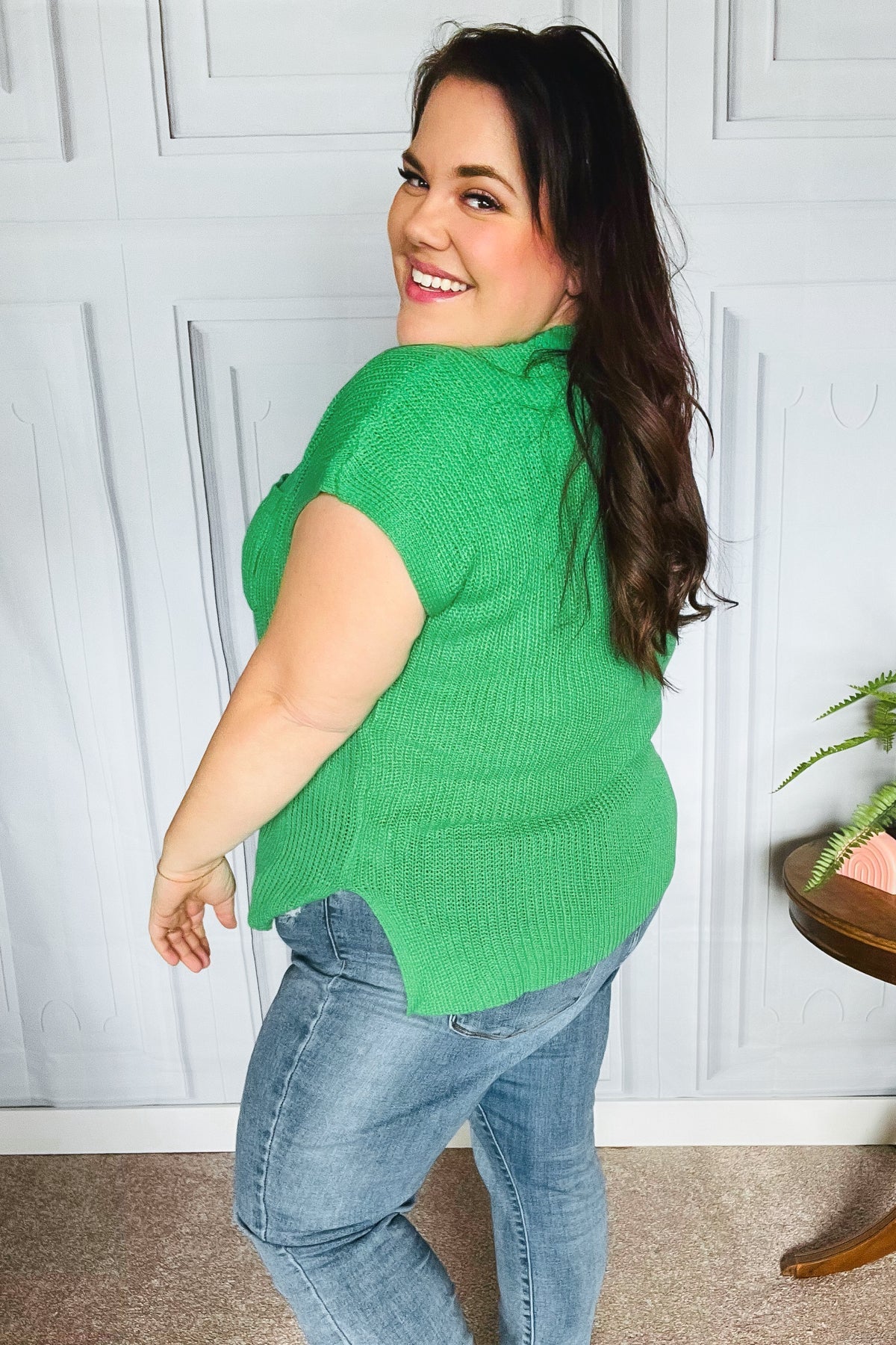 Haptics Seize The Day Kelly Green Dolman Rib Sweater Top Haptics