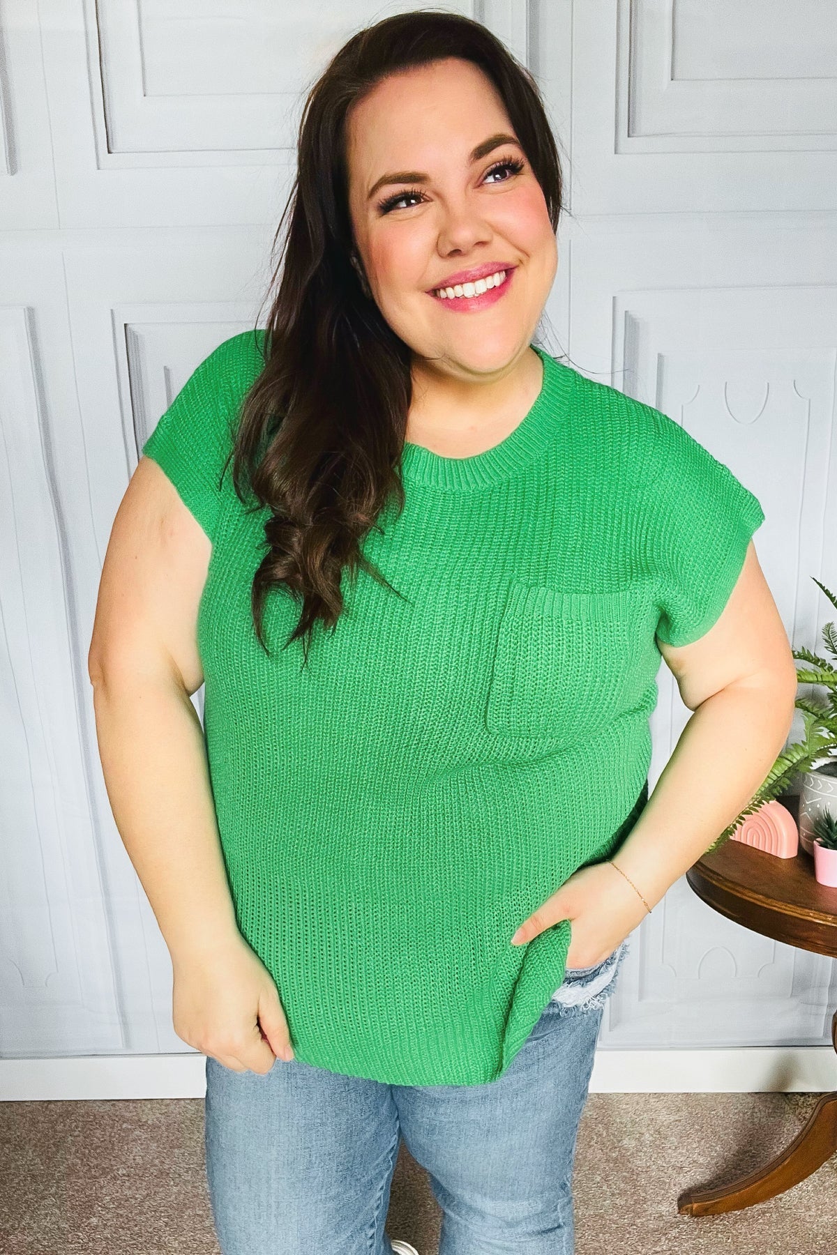 Haptics Seize The Day Kelly Green Dolman Rib Sweater Top Haptics