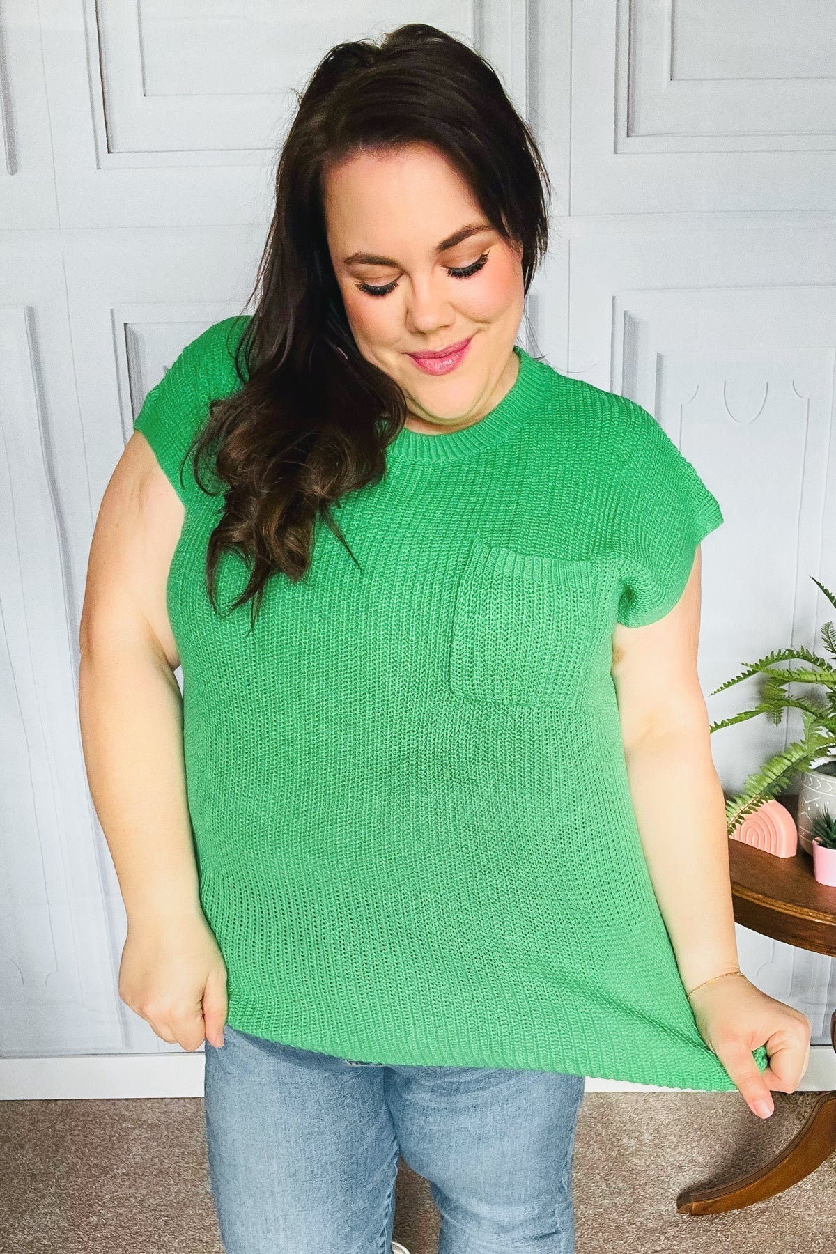 Haptics Seize The Day Kelly Green Dolman Rib Sweater Top Haptics