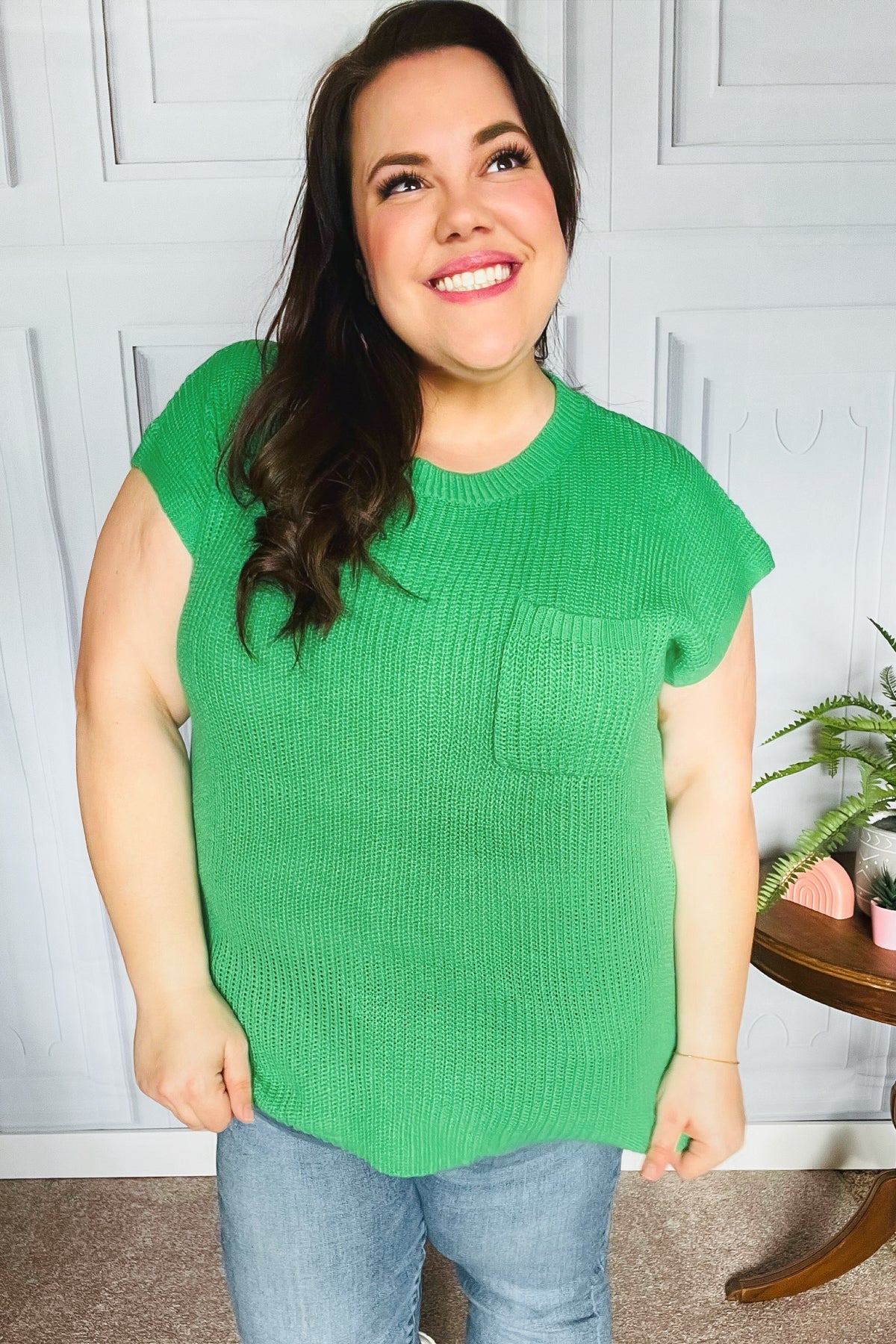 Haptics Seize The Day Kelly Green Dolman Rib Sweater Top Haptics