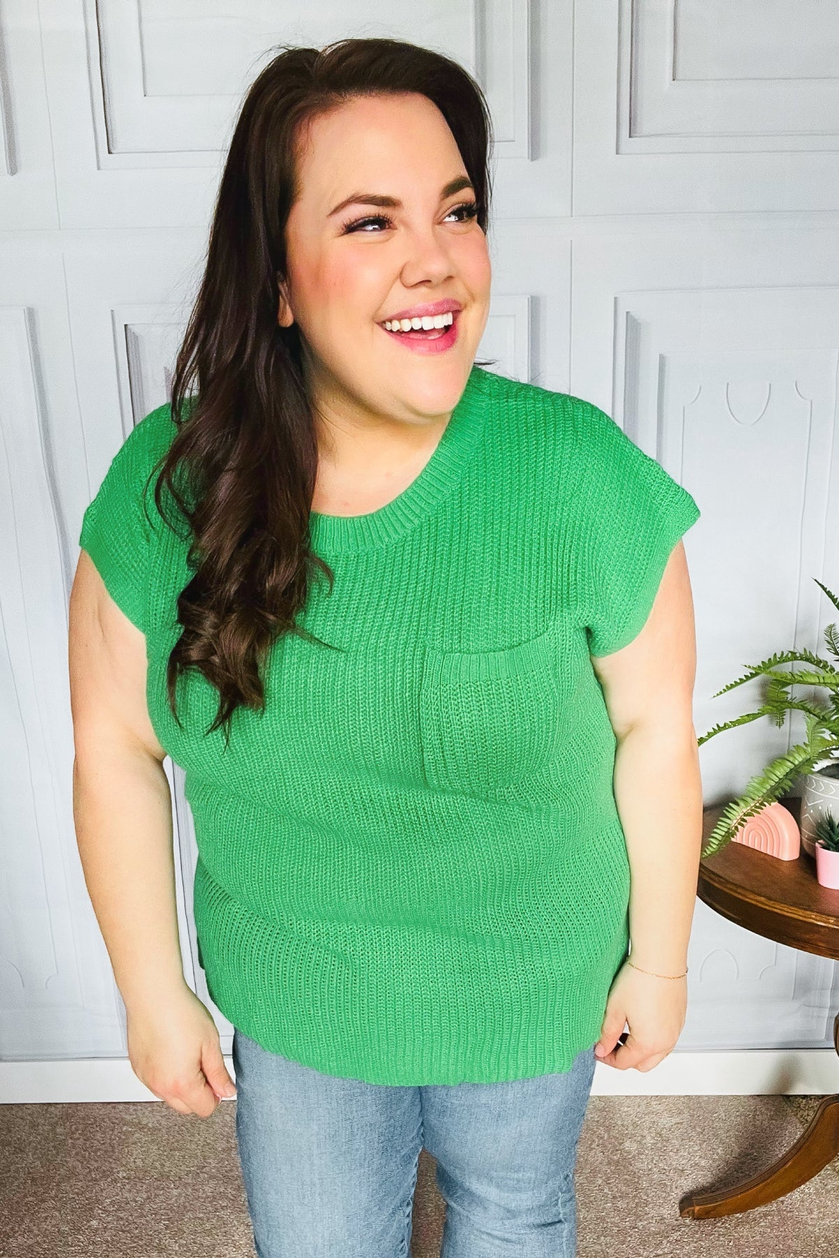 Haptics Seize The Day Kelly Green Dolman Rib Sweater Top Haptics