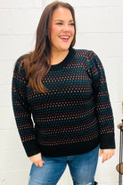 Haptics Spread Joy Black & Multicolor Jacquard Knit Sweater Haptics