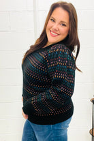 Haptics Spread Joy Black & Multicolor Jacquard Knit Sweater Haptics