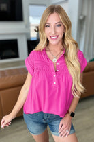 Andree By Unit Pleat Detail Button Up Blouse in Hot Pink Ave Shops