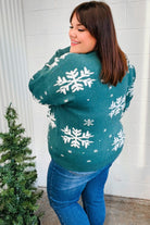 Haptics Hunter Green Puffy Snowflake Jacquard Sweater Haptics