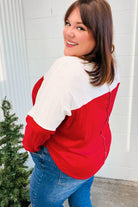 Haptics Red & White Drop Shoulder Outseam Color Block Top Haptics