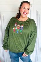 Haptics Be Merry Forest Green Nutcracker Sequin Hacci Top Final Sale