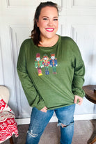 Haptics Be Merry Forest Green Nutcracker Sequin Hacci Top Final Sale