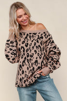 Haptics Leopard Jacquard Oversized Sweater Knit Top