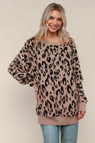 Haptics Leopard Jacquard Oversized Sweater Knit Top