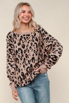 Haptics Leopard Jacquard Oversized Sweater Knit Top