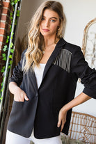 First Love Black Jewel Tassel Lined Button Holiday Blazer