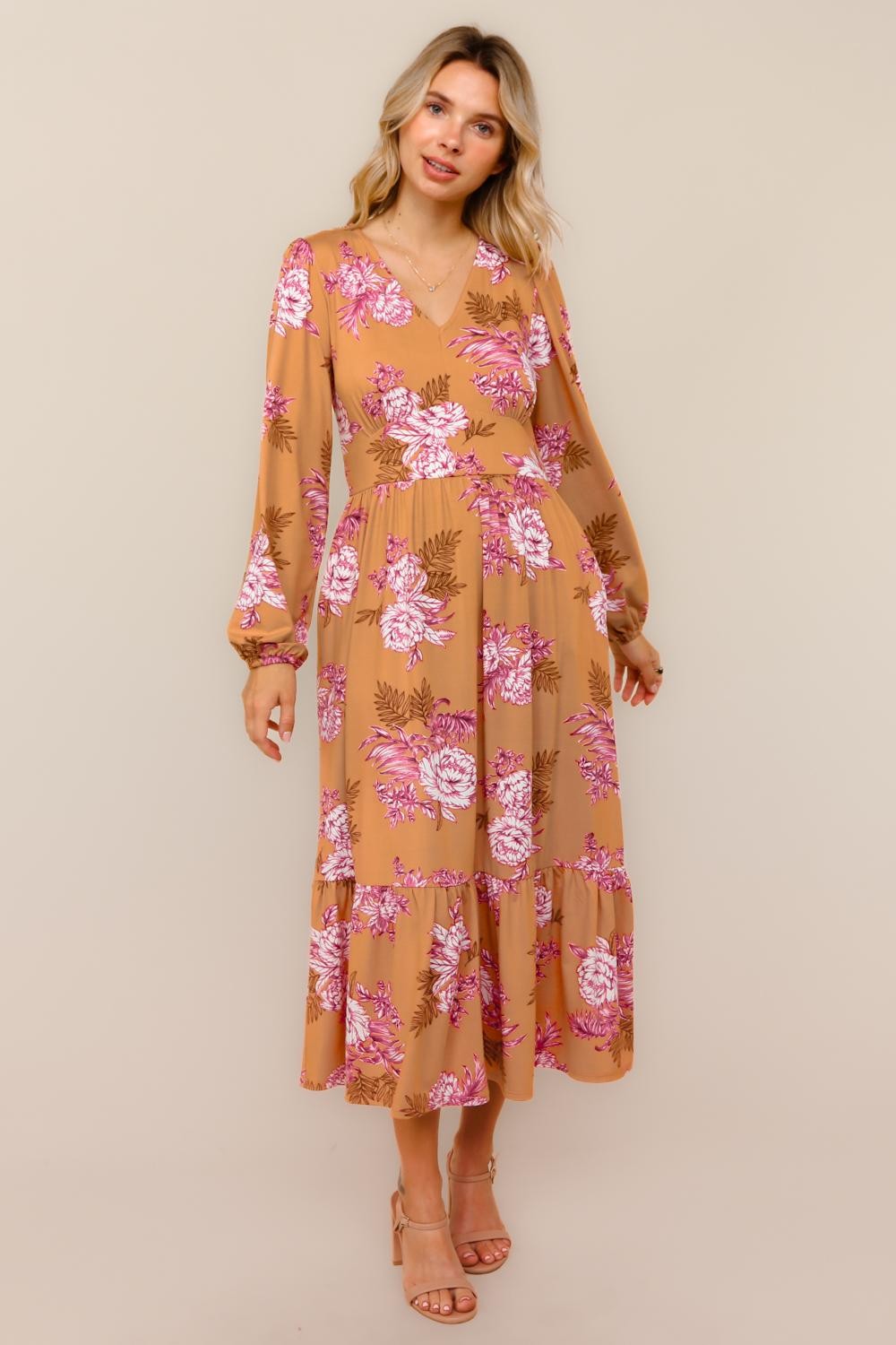 Haptics Vintage Floral Terracotta Dress