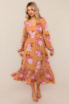 Haptics Vintage Floral Terracotta Dress