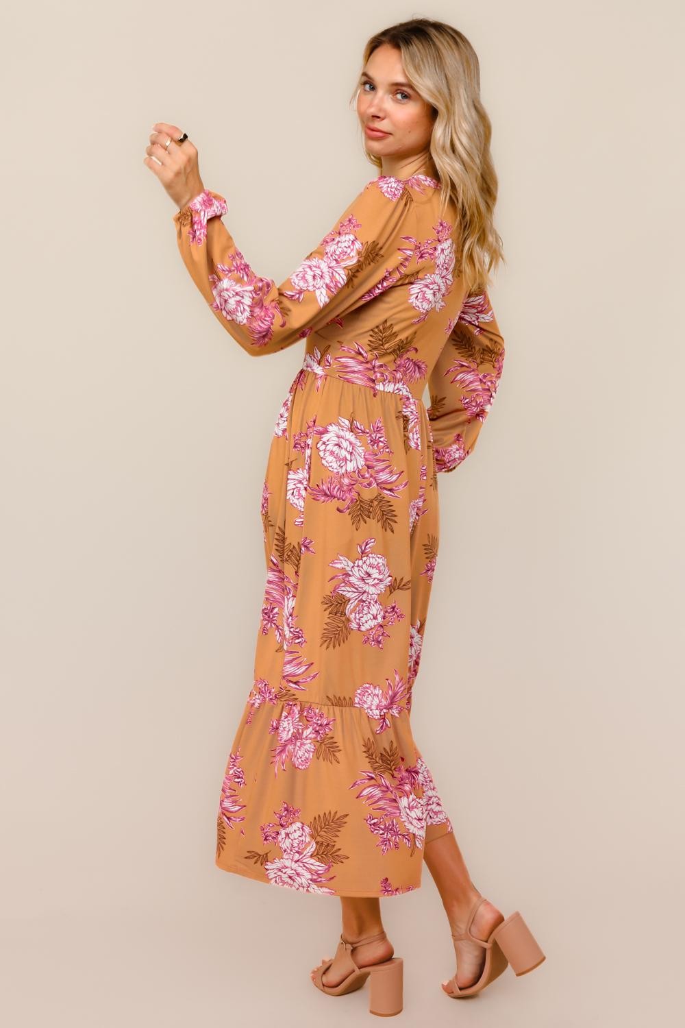 Haptics Vintage Floral Terracotta Dress