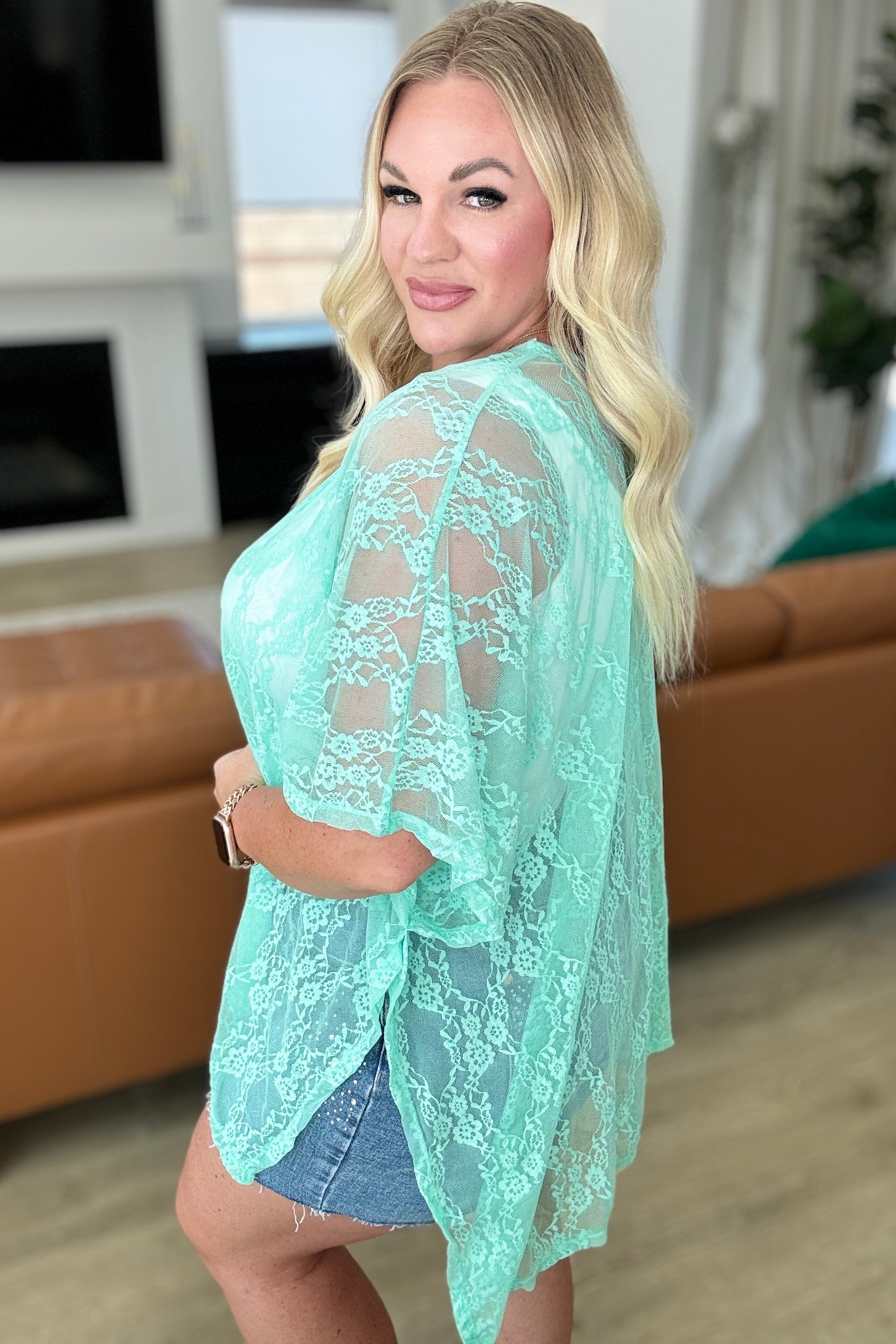 Andree By Unit Good Days Ahead Lace Kimono In Mint Ave Shops