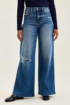 Judy Blue High Waist Tummy Control LUX Retro Wide Leg Jeans – Classic Stone Indigo 24W