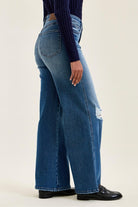 Judy Blue High Waist Tummy Control LUX Retro Wide Leg Jeans – Classic Stone Indigo