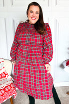 Haptics Hunter Red Plaid Check Woven Pocketed Dress Haptics