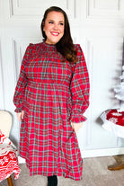 Haptics Hunter Red Plaid Check Woven Pocketed Dress Haptics