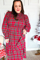 Haptics Hunter Red Plaid Check Woven Pocketed Dress Haptics