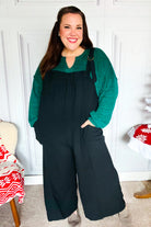 Haptics Black Wide Leg Adjustable Baggy Bib Jumpsuit Haptics