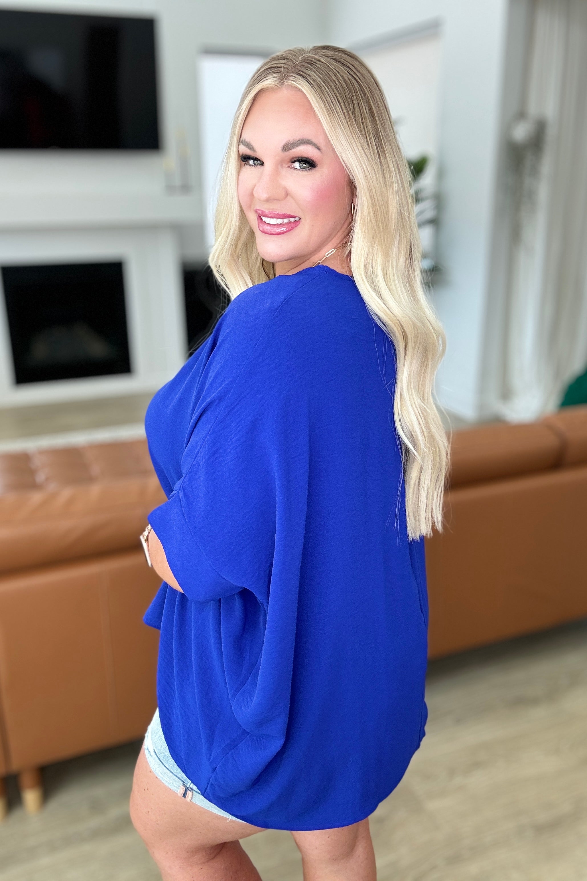 Andree by Unit Feels Like Me Dolman Sleeve Top in Royal Blue Ave Shops
