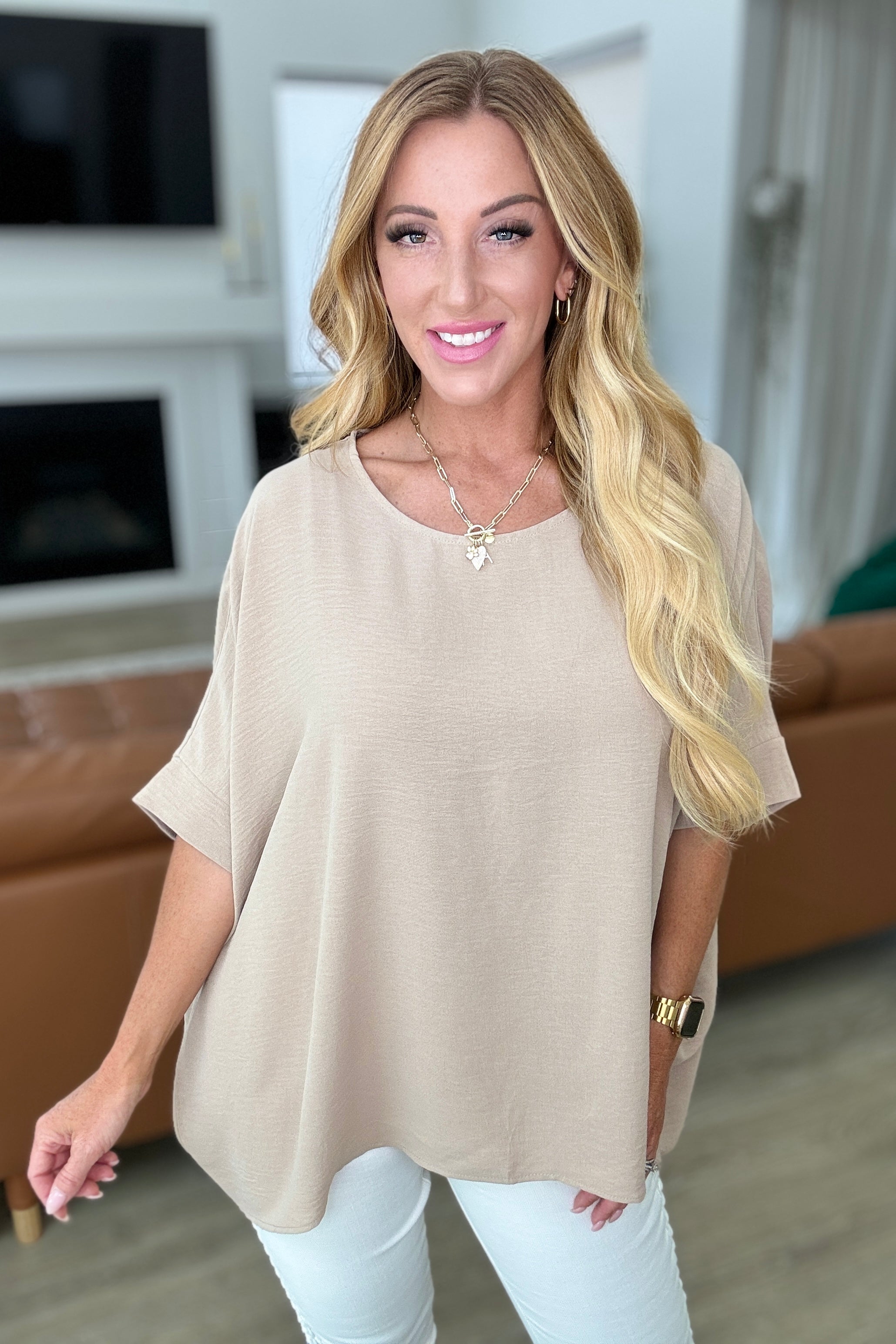 Andree by Unit Feels Like Me Dolman Sleeve Top in Taupe Ave Shops