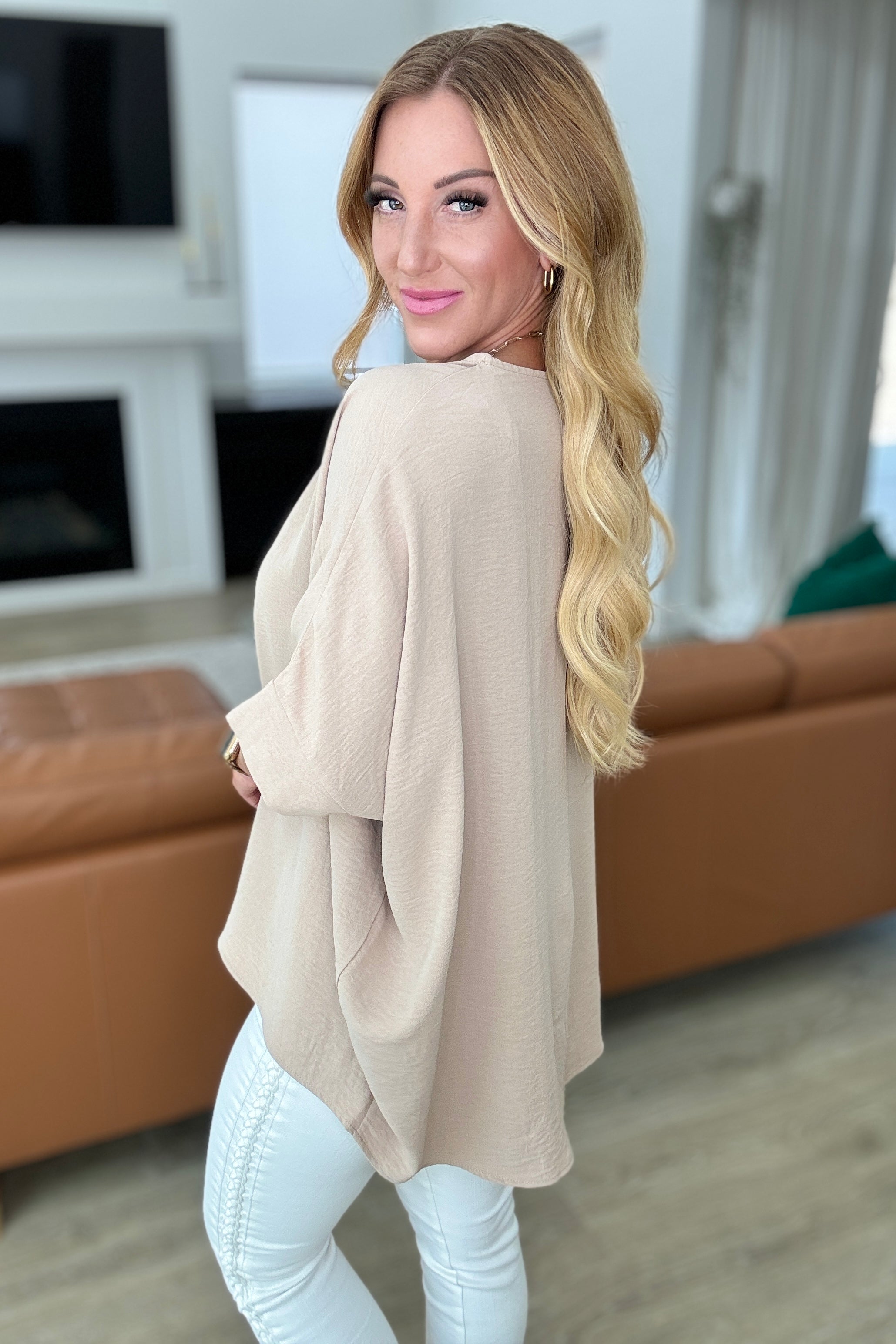 Andree by Unit Feels Like Me Dolman Sleeve Top in Taupe Ave Shops