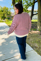 Haptics Magenta Checkered & Striped Button-Down Cardigan Haptics