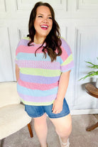 Haptics Stand Out Lavender & Pink Striped Textured Waffle Knit Top Final Sale Haptics