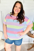 Haptics Stand Out Lavender & Pink Striped Textured Waffle Knit Top Final Sale Haptics