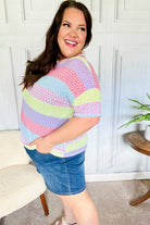 Haptics Stand Out Lavender & Pink Striped Textured Waffle Knit Top Final Sale Haptics