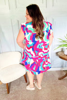Haptics Go For Fun Fuchsia Geo Print Tiered Ruffle Sleeve Woven Dress