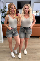Judy Blue Greyson High Rise Button Fly Cuffed Shorts in Grey Denim
