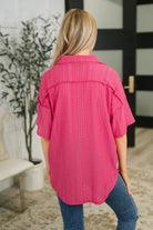 I Mean Business Eyelet Knit Button Down Top Womens