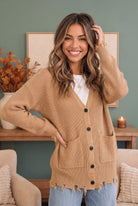 BIBI Wear Me Out Distressed Hem Knit Cardigan