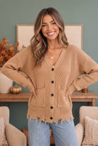 BIBI Wear Me Out Distressed Hem Knit Cardigan