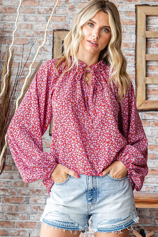 First Love Poppy Daydream Floral Woven Blouse Large