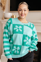 BiBi I Want to Break Free Floral Color Block Medium Weight Pullover Sweater Tops