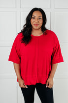 Zenana I'll Never Forget Ribbed Dolman Sleeve Top in Red Tops