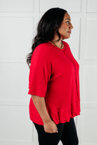 Zenana I'll Never Forget Ribbed Dolman Sleeve Top in Red Tops