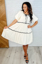 Polagram If This World Was Mine Tiered Half Sleeve Dress in Ivory 3XL Womens