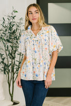Haptics In All This Time Notch Neck Floral Blouse Womens